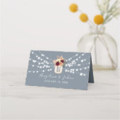 Placement Carte de Table de Mariage Bleu Poussiéreux Rustiqu (Dos)