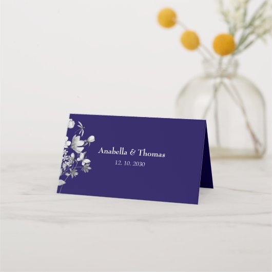 Placement Carte de table de mariage bleu royal (Dos)