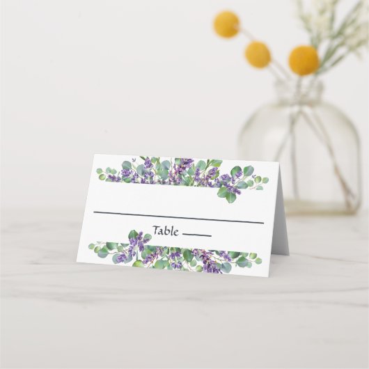 Placement Carte de table de mariage botanique à la lavande e (Devant)