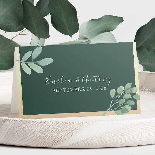 Placement Carte de table de mariage botanique à l'aquarelle