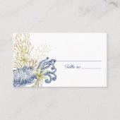 Placement Carte de table de mariage côtier bleu et or (Devant)