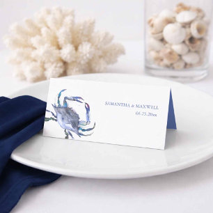 Placement Carte de table de mariage de plage au crabe bleu a