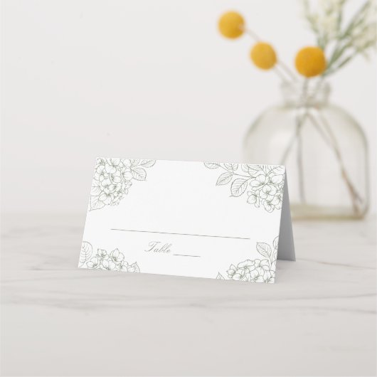 Placement Carte de table de mariage élégante aux hydrangeas (Devant)