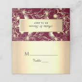Placement Carte de table de mariage en Bourgogne dorée (Extérieur déplié)
