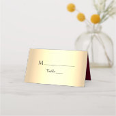 Placement Carte de table de mariage en Bourgogne dorée (Devant)