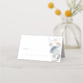 Placement Carte de table de mariage en coquille côtière bleu (Devant)