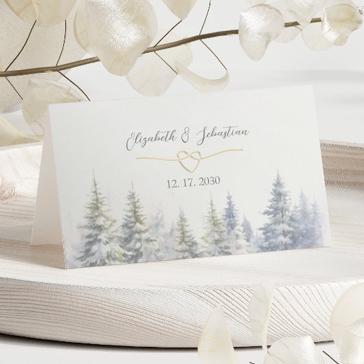 Placement Carte de Table de Mariage en Forêt de Pins