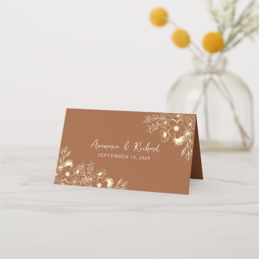 Placement Carte de table de mariage en terre cuite Boho (Dos)