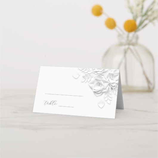 Placement Carte de table de mariage Fleurs 3D blanches (Devant)