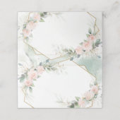 Placement Carte de table de mariage fleurs roses rose poudré (Extérieur déplié)