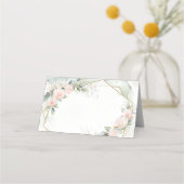 Placement Carte de table de mariage fleurs roses rose poudré (Dos)