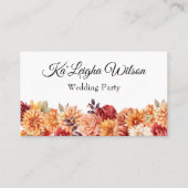 Placement Carte de table de mariage floral automnal (Devant)