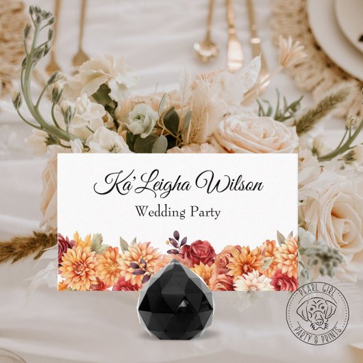 Placement Carte de table de mariage floral automnal