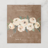 Placement Carte de table de mariage Floral Beige Marron (Extérieur déplié)