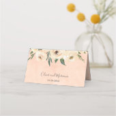 Placement Carte de table de mariage Floral Beige Rose (Dos)