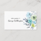 Placement Carte de table de mariage floral bleu clair jaune  (Devant)