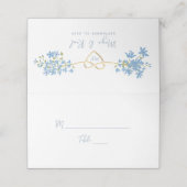 Placement Carte de table de mariage Floral Dusty Blue (Extérieur déplié)