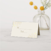 Placement Carte de table de mariage floral or ivori (Devant)