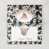 Placement Carte de table de mariage floral rose (Extérieur déplié)