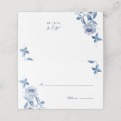 Placement Carte de table de mariage florale aquarelle bleue (Extérieur déplié)