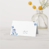 Placement Carte de table de mariage florale aquarelle bleue (Dos)