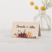 Placement Carte de table de mariage florale automnale en ter (Dos)