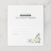 Placement Carte de table de mariage florale blanche élégante (Extérieur déplié)
