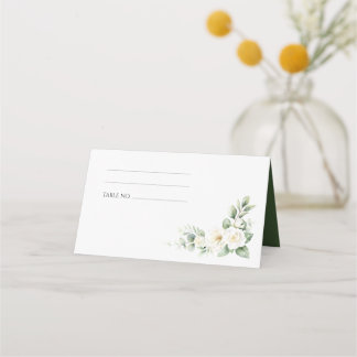 Placement Carte de table de mariage florale blanche élégante