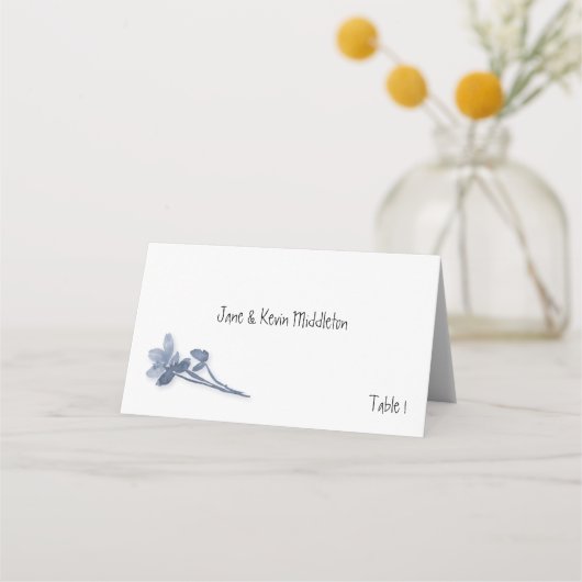 Placement Carte de table de mariage florale bleu doux (Devant)