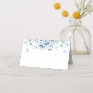 Placement Carte de table de mariage florale bleue et blanche