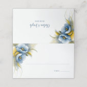 Placement Carte de table de mariage florale bleue et jaune (Extérieur déplié)