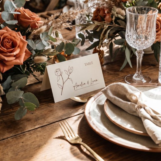 Placement Carte de table de mariage florale bohème