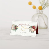 Placement Carte de table de mariage florale de Noël (Dos)