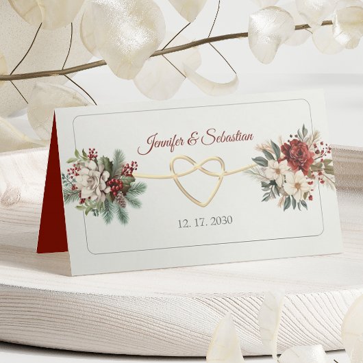 Placement Carte de table de mariage florale de Noël