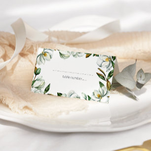 Placement Carte de table de mariage florale en magnolia blan