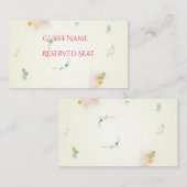 Placement Carte de table de mariage florale jaune et rose (Devant / Derrière)