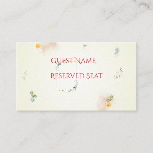 Placement Carte de table de mariage florale jaune et rose (Devant)