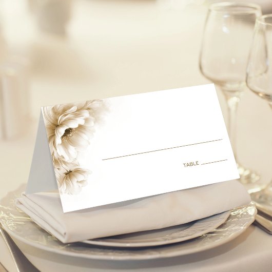 Placement Carte de table de mariage florale neutre rustique