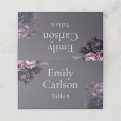 Placement Carte de table de mariage florale prune gothique (Extérieur déplié)