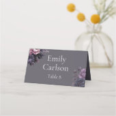 Placement Carte de table de mariage florale prune gothique (Dos)
