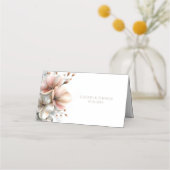 Placement Carte de table de mariage florale rose rustique (Dos)