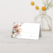 Placement Carte de table de mariage florale rose rustique (Devant)