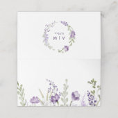 Placement Carte de table de mariage florale sauvage violette (Extérieur déplié)
