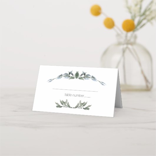 Placement Carte de table de mariage florale vert argenté de  (Devant)