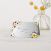Placement Carte de table de mariage florale violette (Devant)