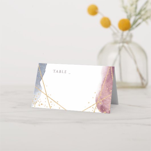 Placement Carte de table de mariage géométrique à l'aquarell (Devant)