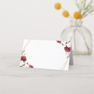 Placement Carte de table de mariage géométrique floral burgu