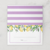 Placement Carte de table de mariage jaune lavande citrons (Extérieur déplié)