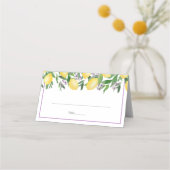 Placement Carte de table de mariage jaune lavande citrons (Devant)