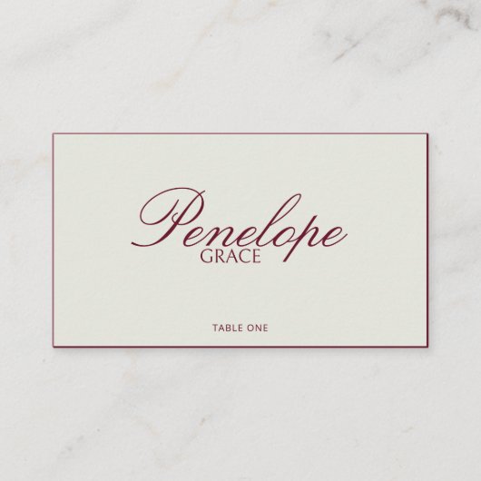 Placement Carte de table de mariage Luxe Moderne Rouge Vieil (Devant)